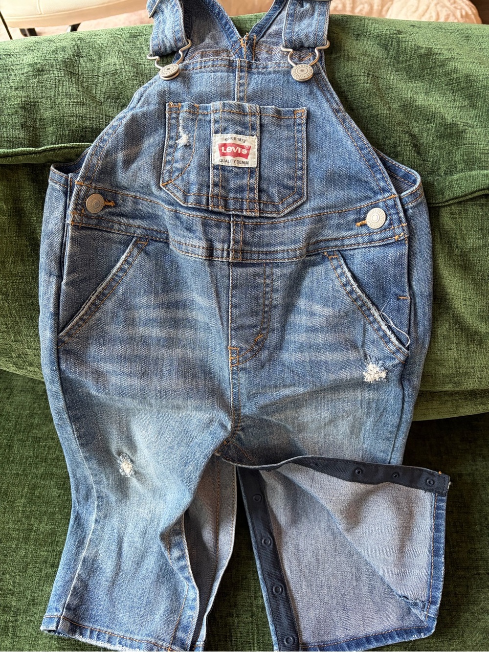 Levi's Light Blue Distressed Denim Women's Overalls